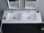 Plan double vasque bassin Design 60 cm, sur mesure, L. 150 à 200 cm x P. 40 à 60 cm, résine minérale ACRYSTONE® SOLID-SURFACE Finition lisse, Livraison Offerte et Rapide.